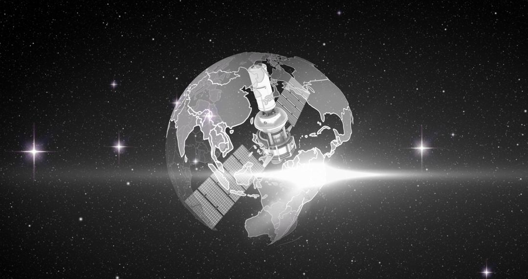 Satellite Orbiting Earth Depicting Global Connectivity