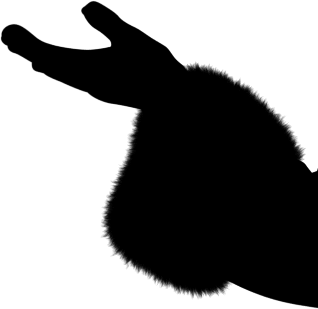 Transparent Silhouette of Winter Gloved Hand with Fur-Trim Jacket