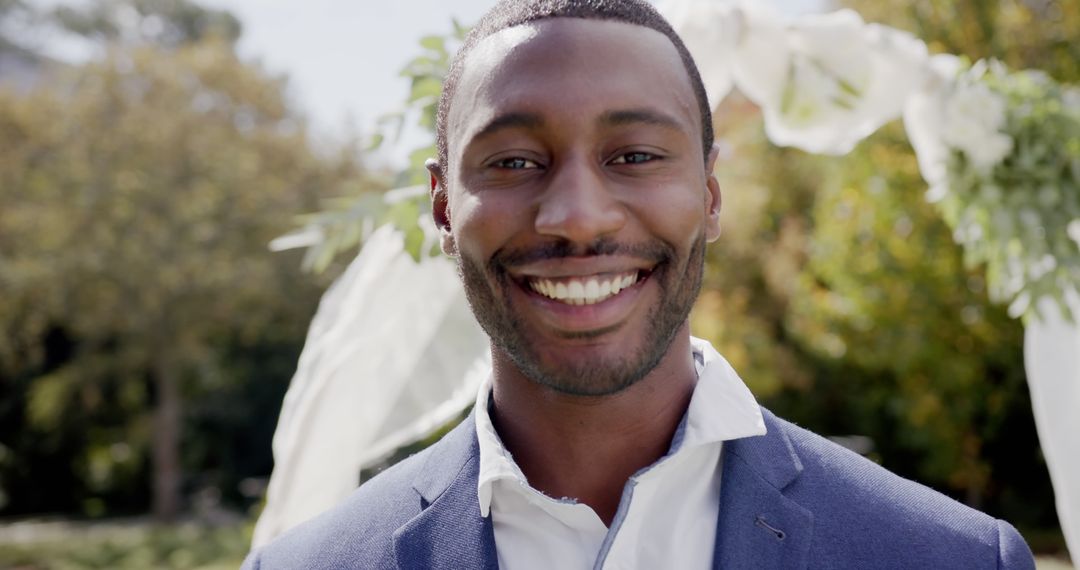 Joyful African American Groom on Wedding Day Outdoors - Free Images, Stock Photos and Pictures on Pikwizard.com