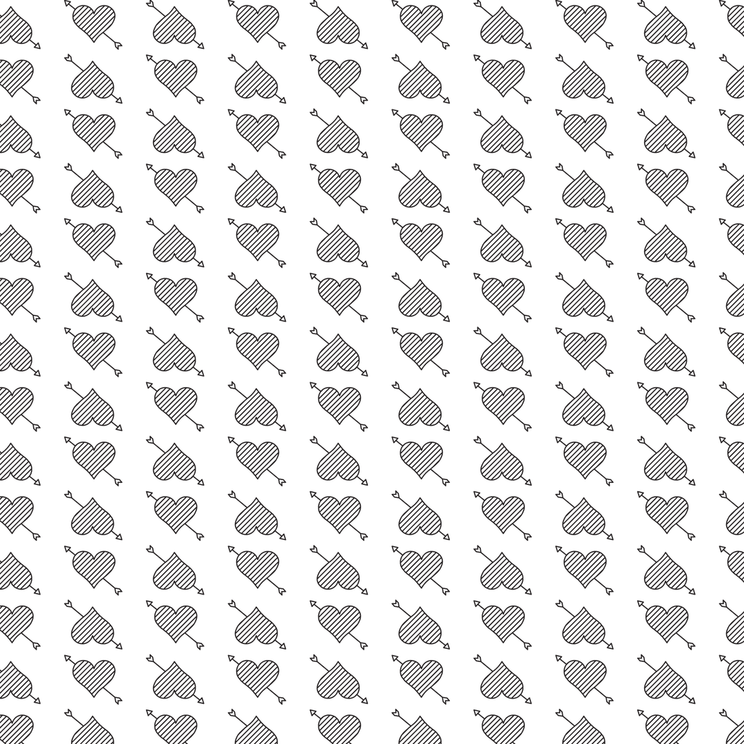 Black Heart Pattern Seamless Transparent Background Vector Illustration