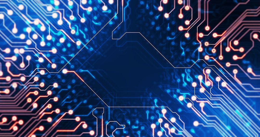 Abstract Circuit Light Trails Signifying Global Tech