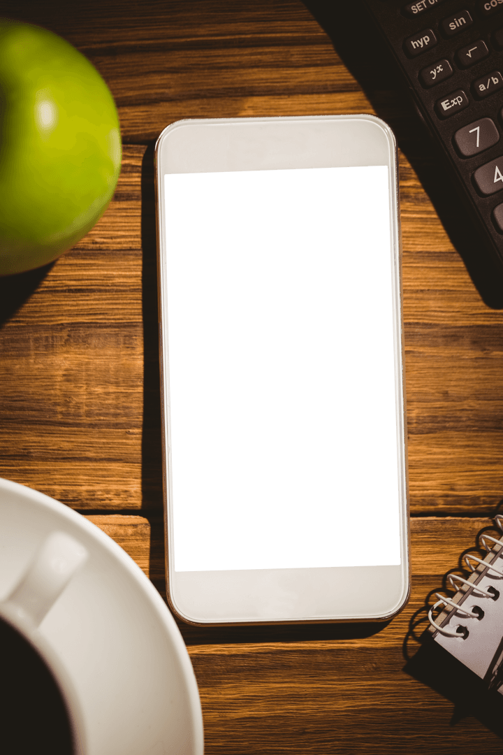 Smartphone with Transparent Screen on Wooden Table