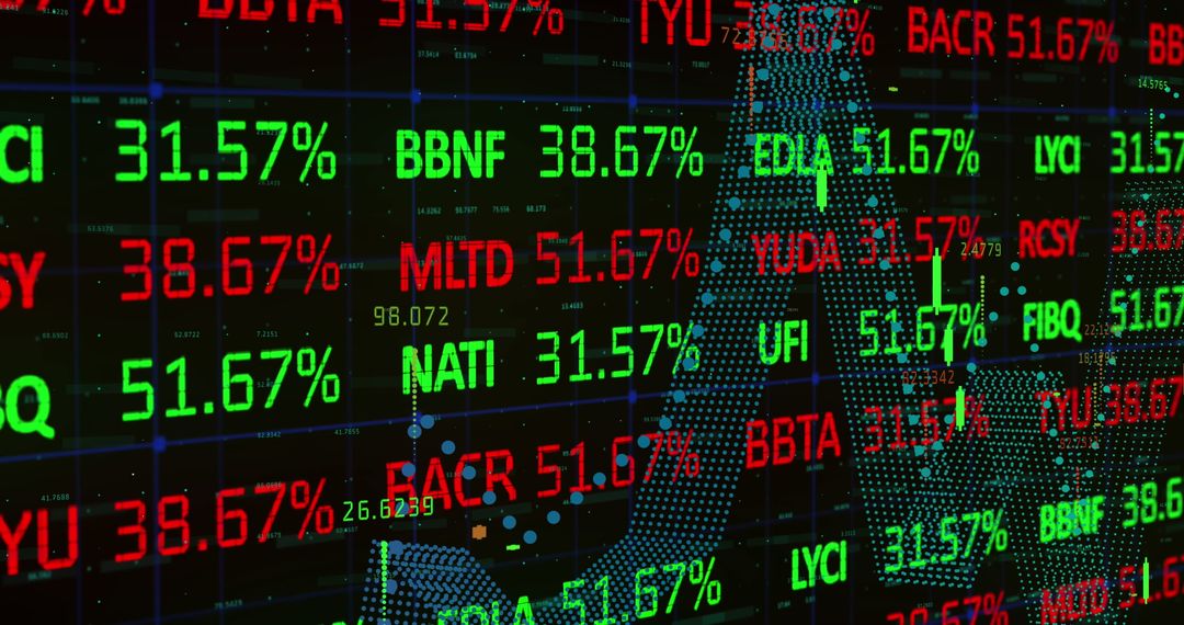 Digital Stock Market Data Display with Vibrant Charts