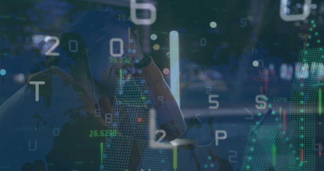 Financial Data Overlay with Technology and Business Concept