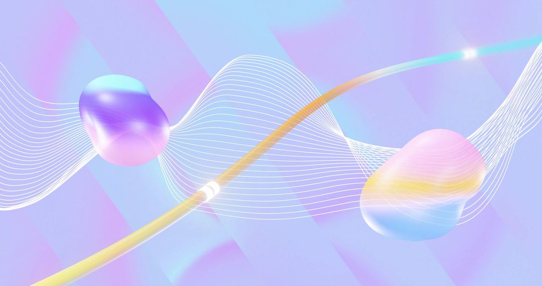 Abstract Pastel Waves with Translucent Spheres