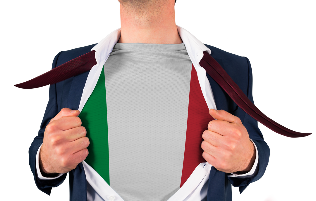 Businessman Revealing Italian Flag under Shirt with Transparent Background - Download Free Stock Images Pikwizard.com