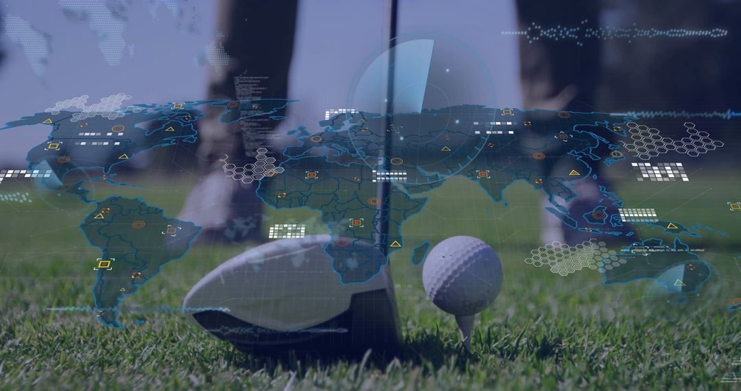 Golf Driver with Digital Map Overlay Symbolizing Precision and Technology