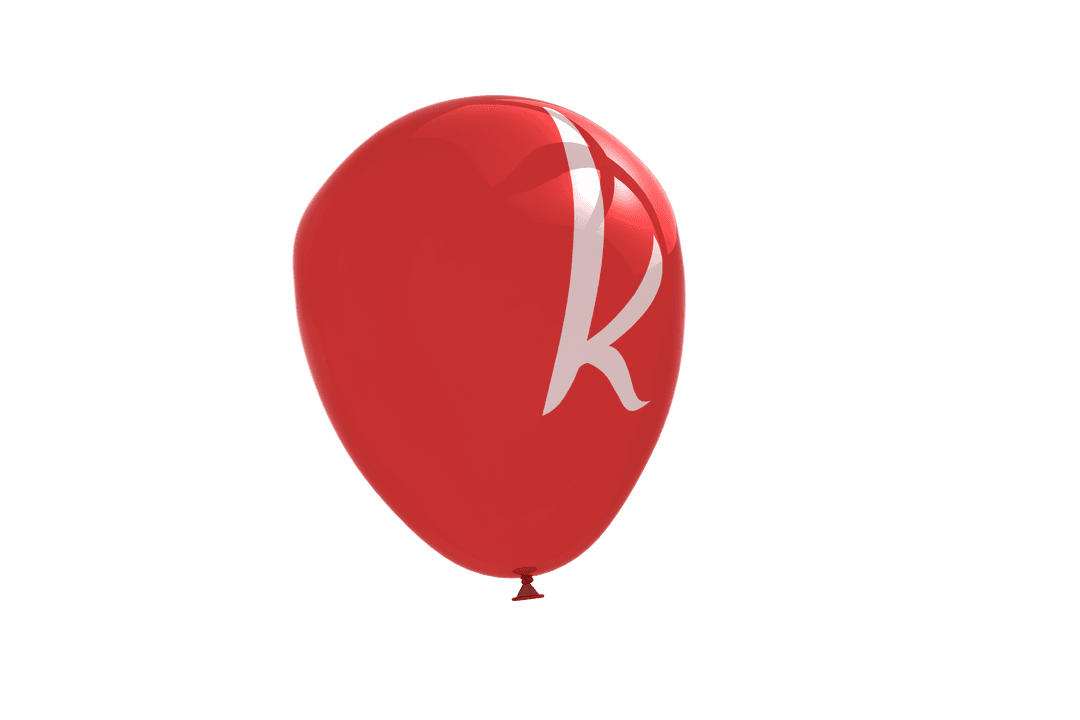 Red Balloon Featuring Letter K on Transparent Background