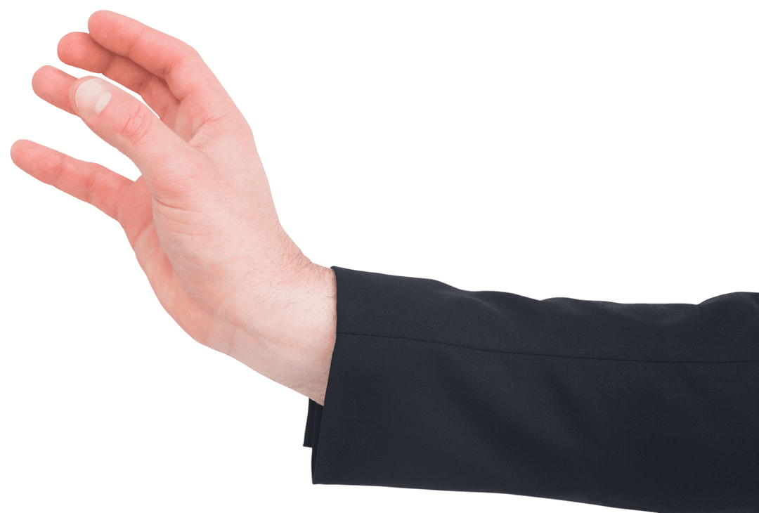 Businessman's Hand In Suit Creating Transparent Presentation Gesture