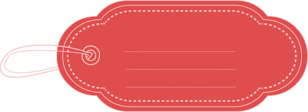 Red Name Tag Illustration with Transparent Background