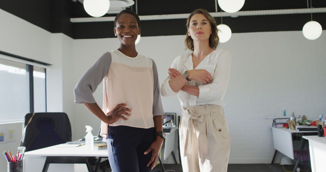 Confident Colleagues Smiling in Modern Office Environment