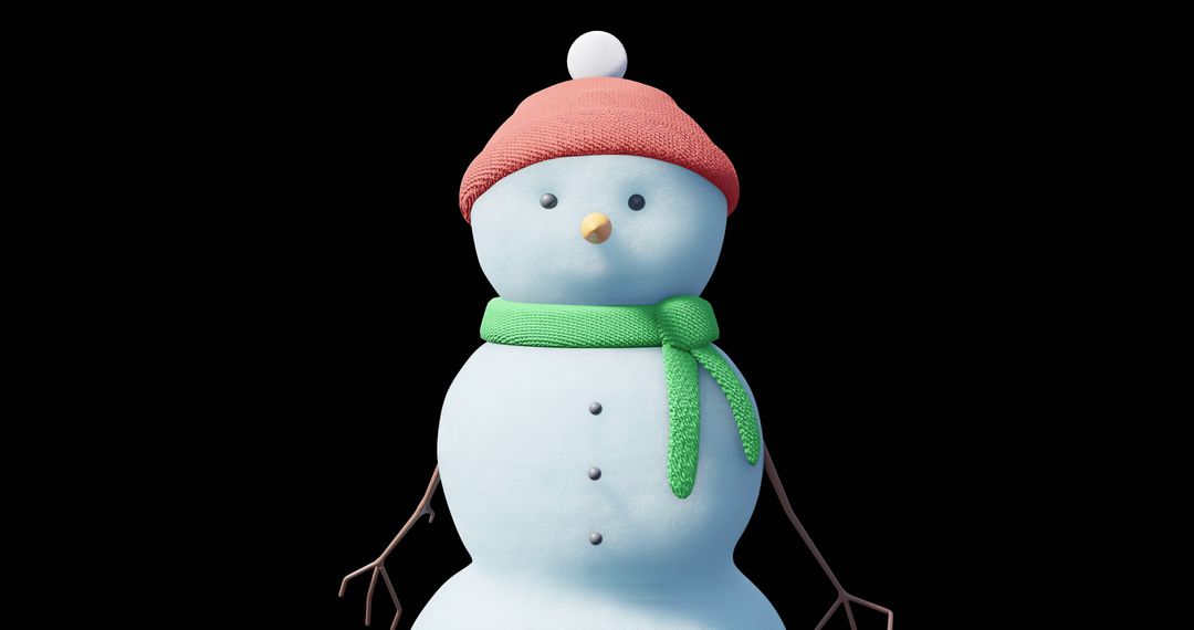 Festive Snowman with Red Hat and Green Scarf