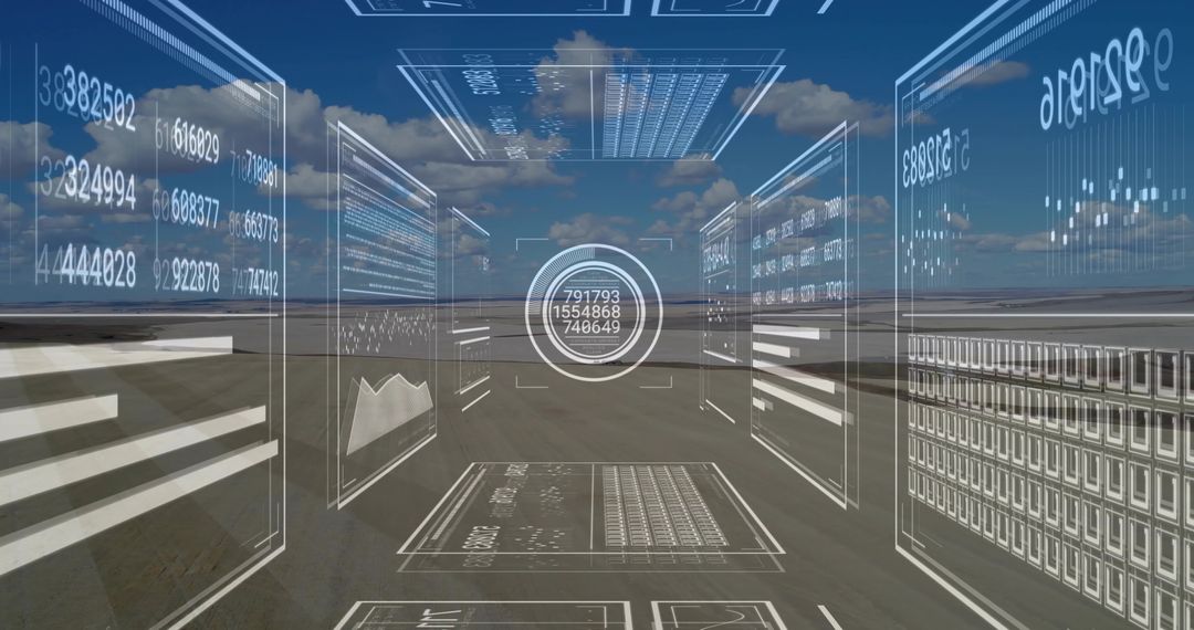 Innovative Holographic Data Display in Futuristic Desert Environment