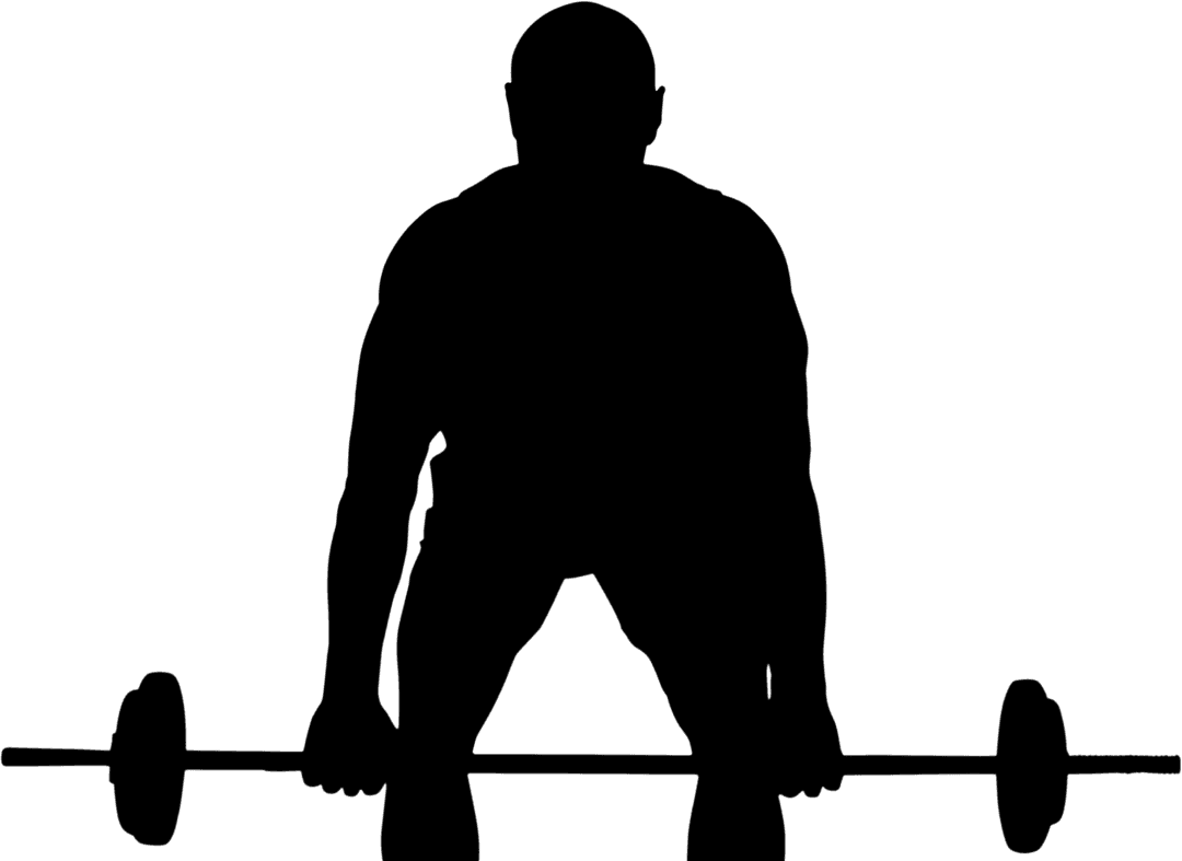 Silhouette of Man Lifting Weights on Transparent Background
