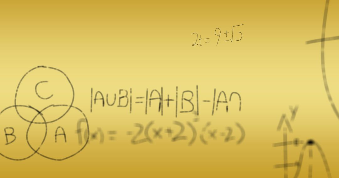 Mathematical Equations on Orange Background Representing Abstract Concepts