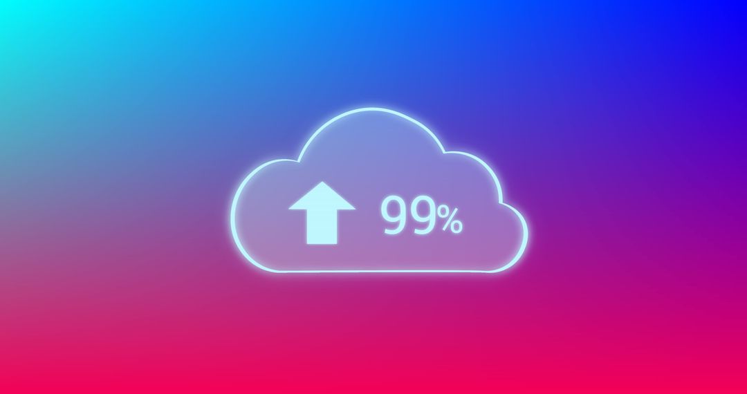 Cloud Upload Concept with 99 Percent on Gradient Background