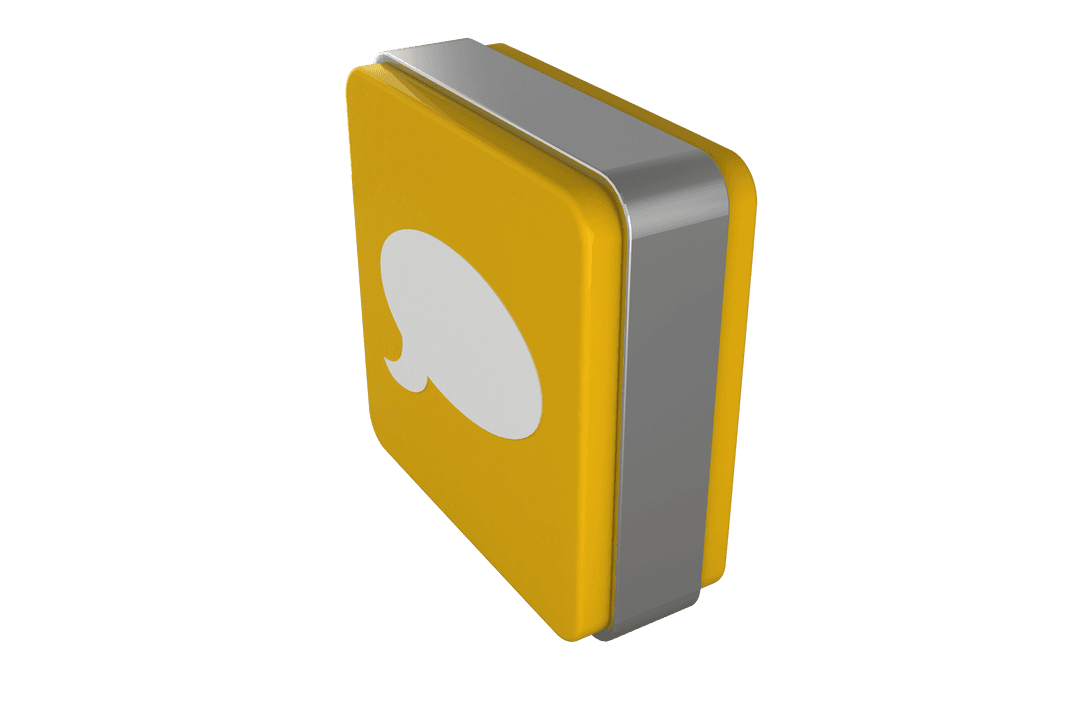 Yellow Square with Speech Bubble on Transparent Background