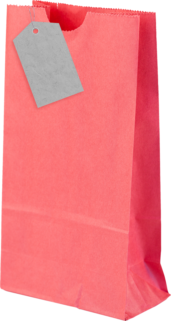 Coral Transparent Paper Bag with Blank Tag - Download Free Stock Images Pikwizard.com