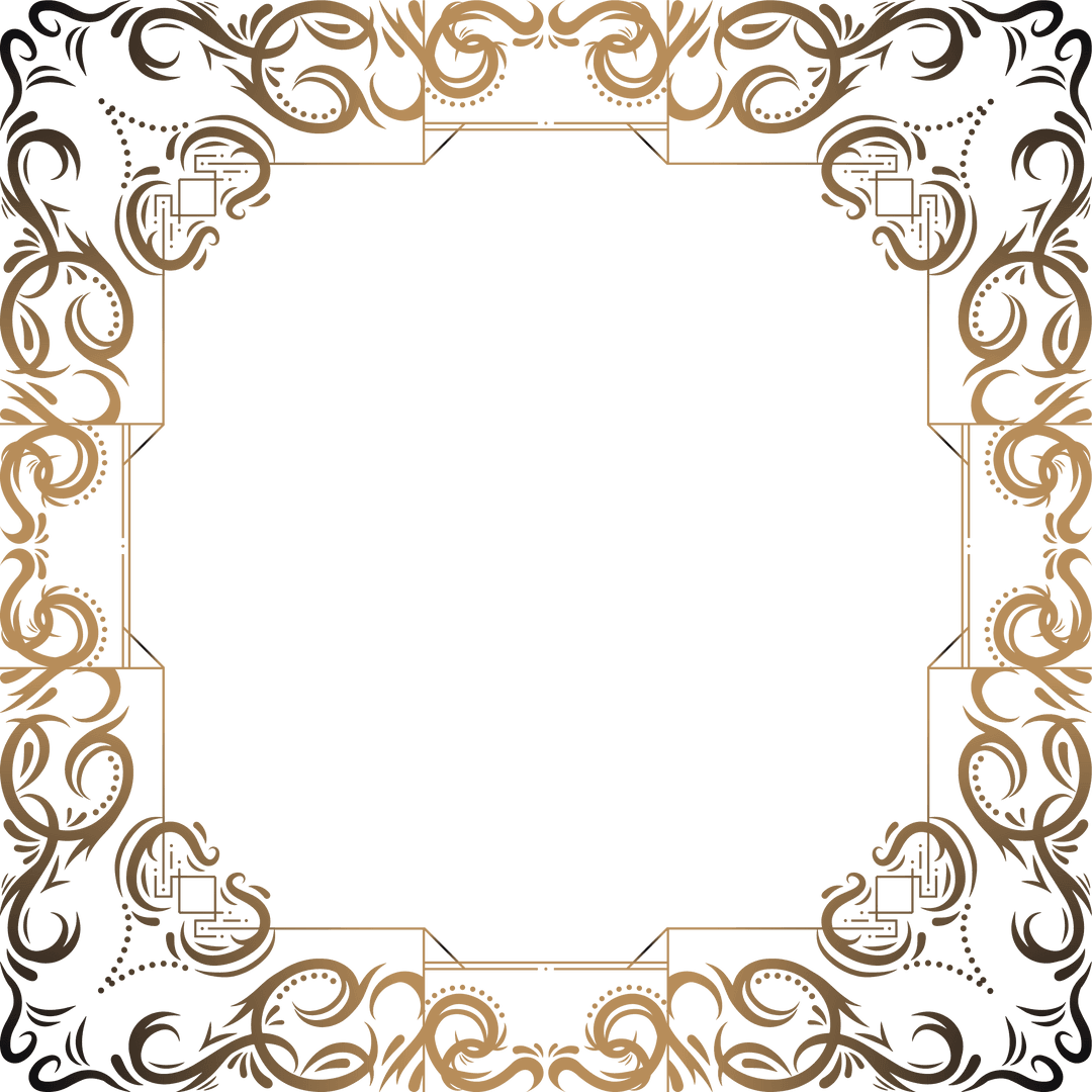 Elegant Ornate Gold Border with Transparent Background