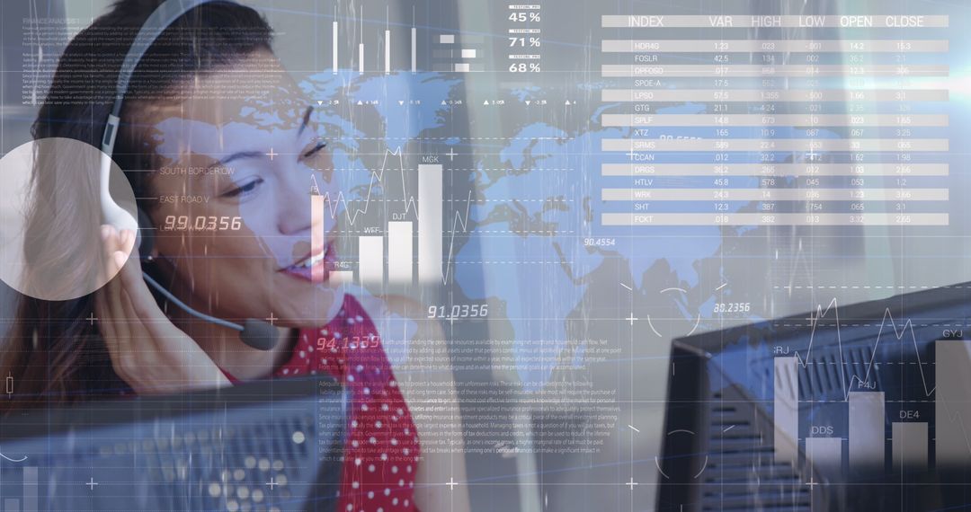 Financial Analyst Office With Digital Data Overlays