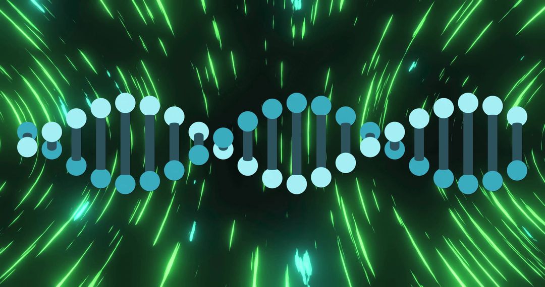 Futuristic DNA Helix Diagram Surrounded by Biotech Elements