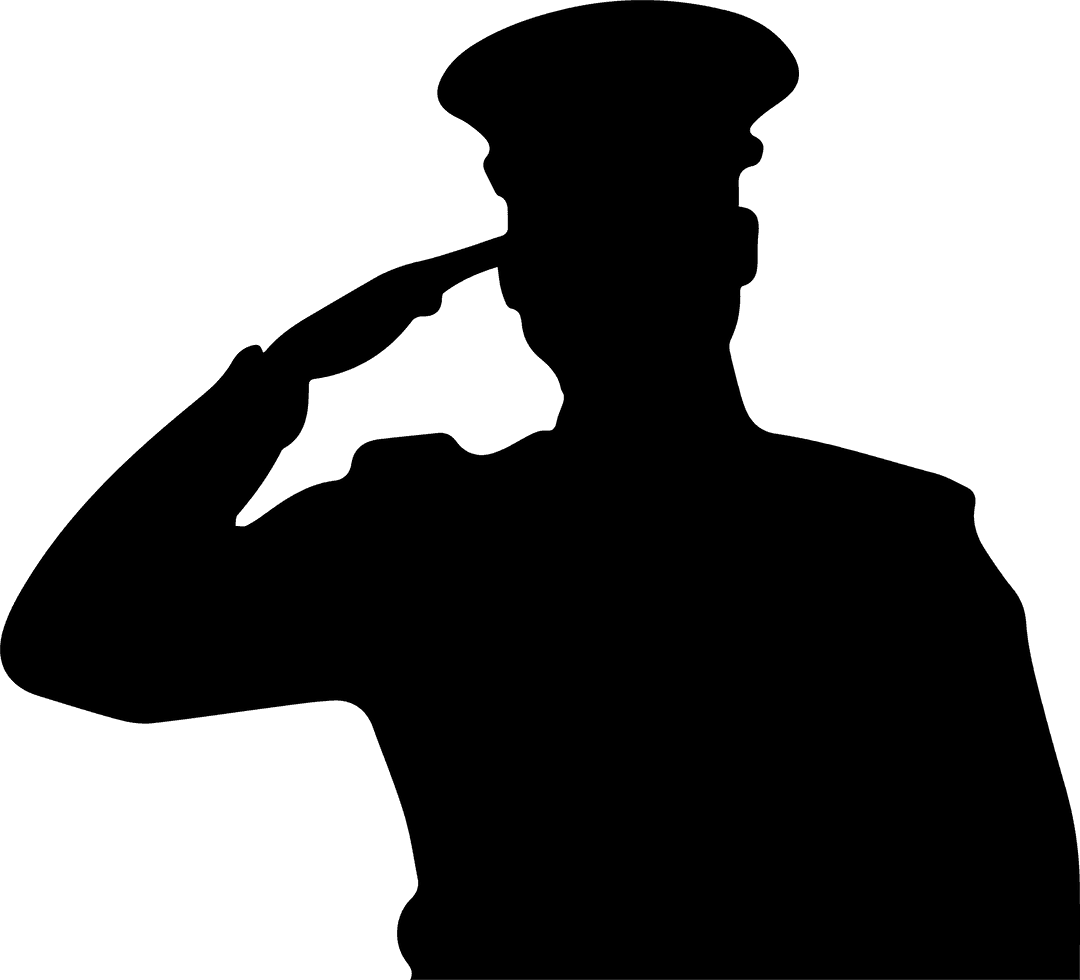 Vector Silhouette of Officer Saluting on Transparent Background