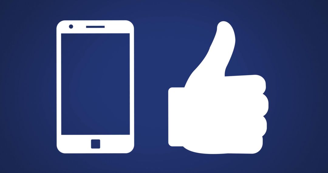 Digital Approval Thumbs-Up with Smartphone Icon on Blue