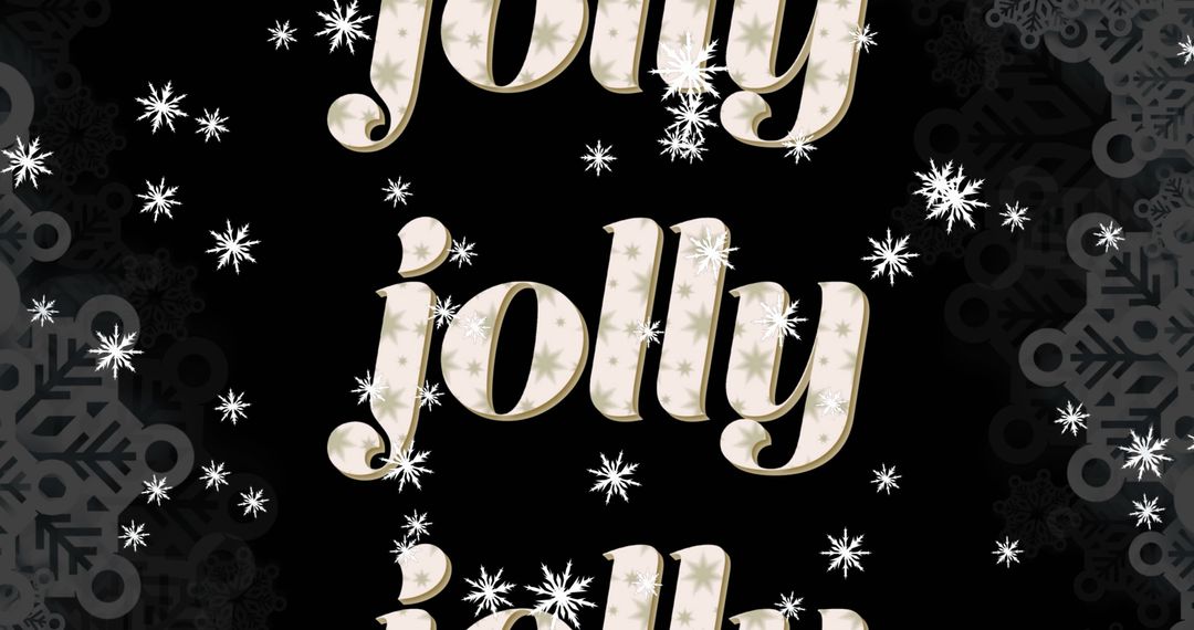 Repetitive Jolly Text with Snowflakes on Black Background