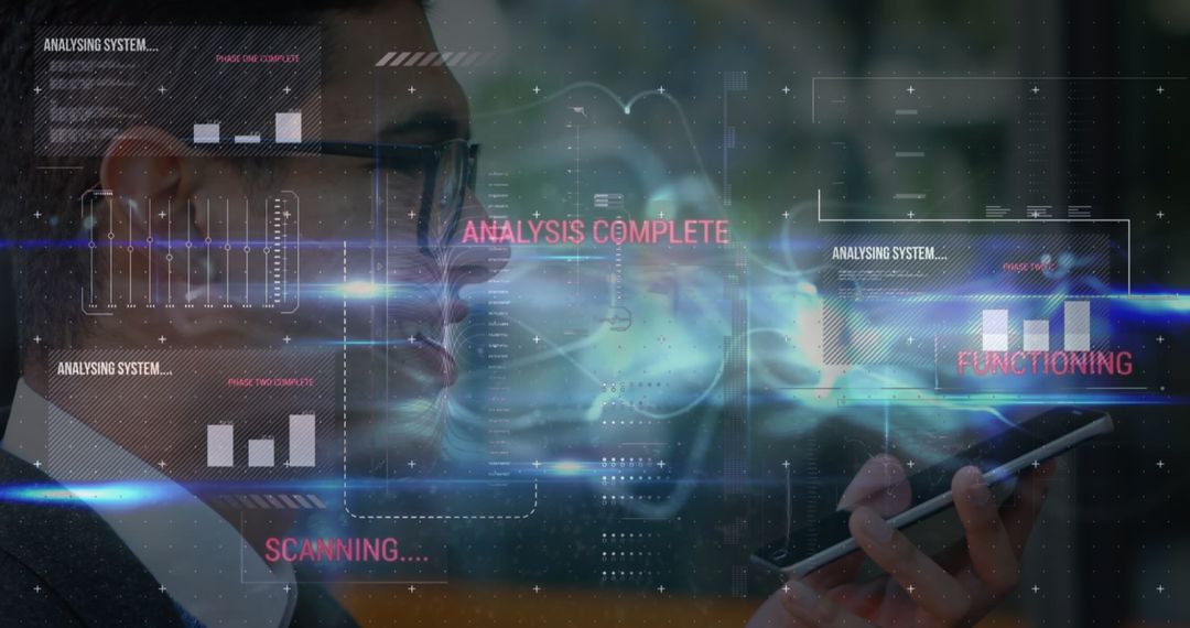 Businessman with Advanced Data Processing Interface