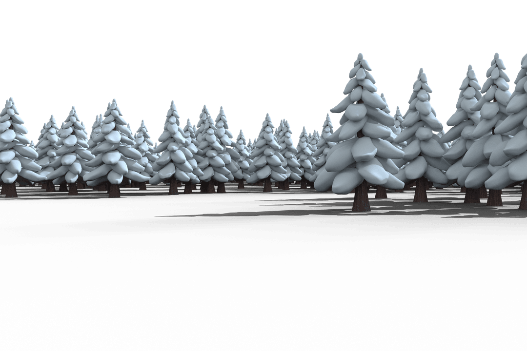 Snow-Covered Fir Trees on Transparent Background