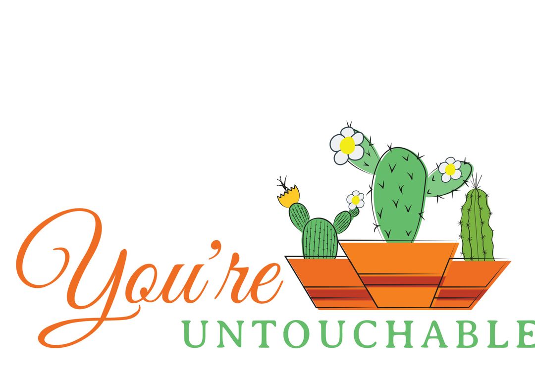 Empowering Cactus Illustration with Motivational Quote