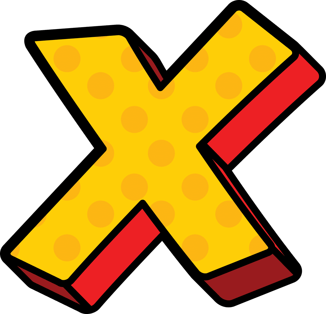 Vibrant Polka Dot Letter X on Transparent Background