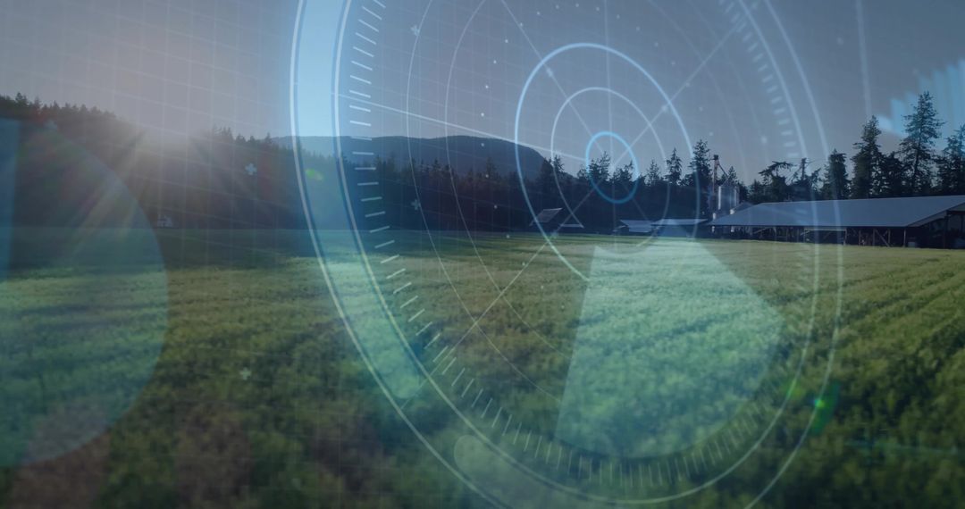 Scenic Farmland with Technological Innovation Overlay