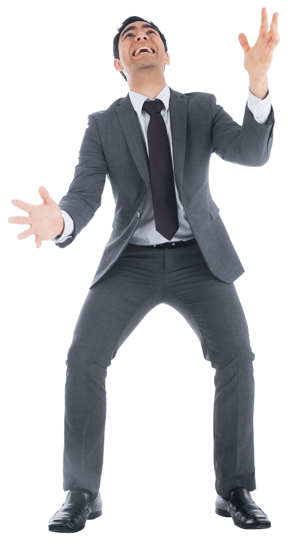 Joyful Businessman Ecstatic on Transparent Background