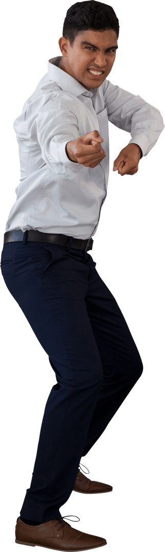 Businessman Pulling Invisible Rope on Transparent Background