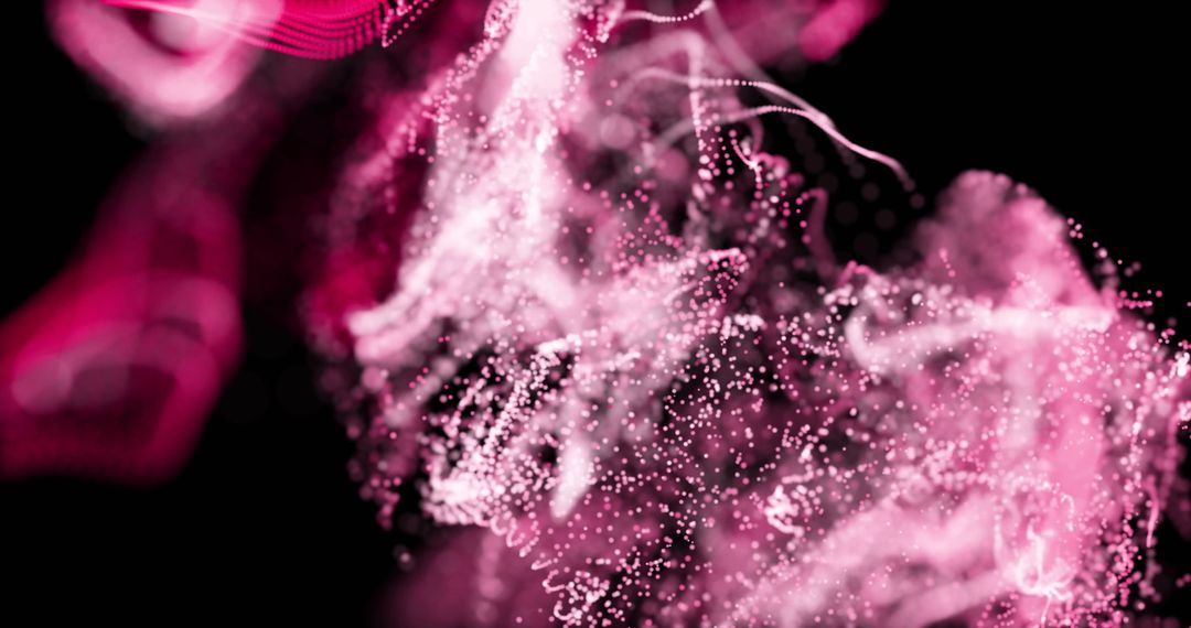 Abstract Digital Swirl of Pink and White Particles