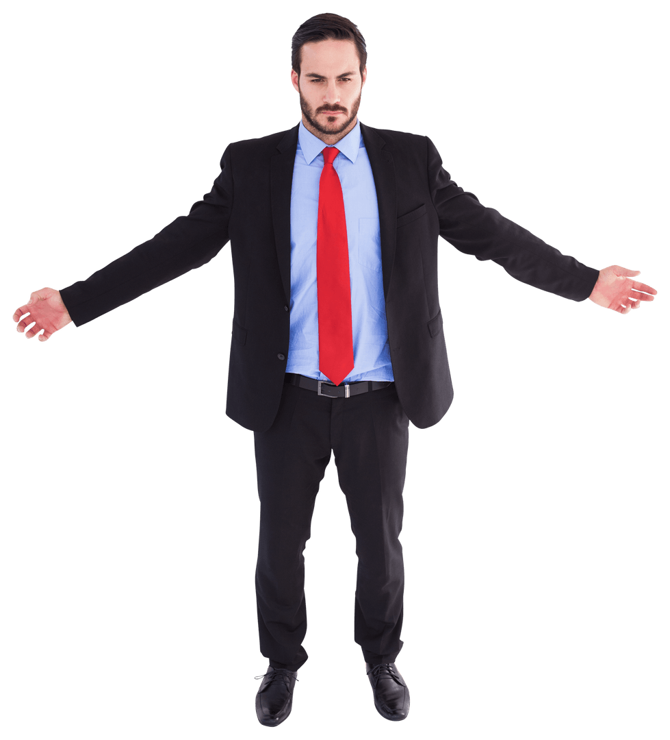 Transparent Impactful Businessman with Outstretched Arms