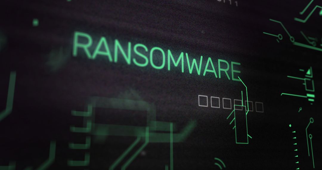 Digital Concept with Ransomware and Circuit Board Visualization
