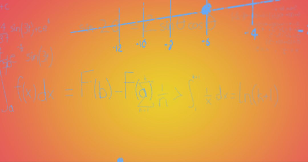 Math Formulas on Colorful Gradient Background for Educational Use