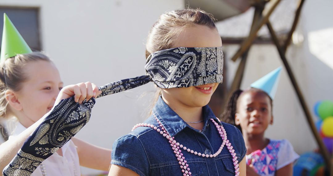 Children Playing Blindfold Game at Outdoor Birthday Party - Free Images, Stock Photos and Pictures on Pikwizard.com