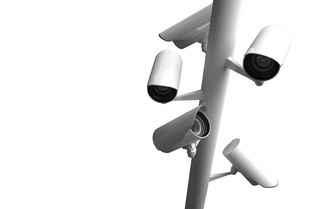 Transparent Surveillance Cameras on Pole for Security Monitoring
