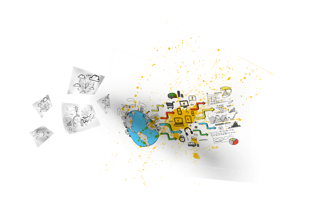 Abstract Technological Infographic Concepts on Transparent Background