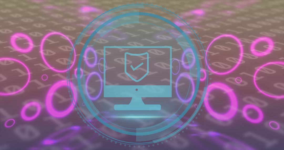 Cybersecurity and Digital Protection Symbol on Binary Background