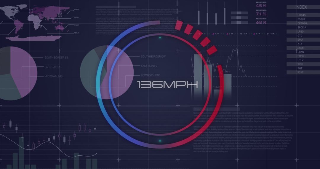 Futuristic Speedometer with Data Graphics Background