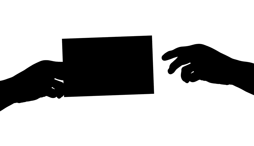 Person Silhouette Giving Card on Transparent Background