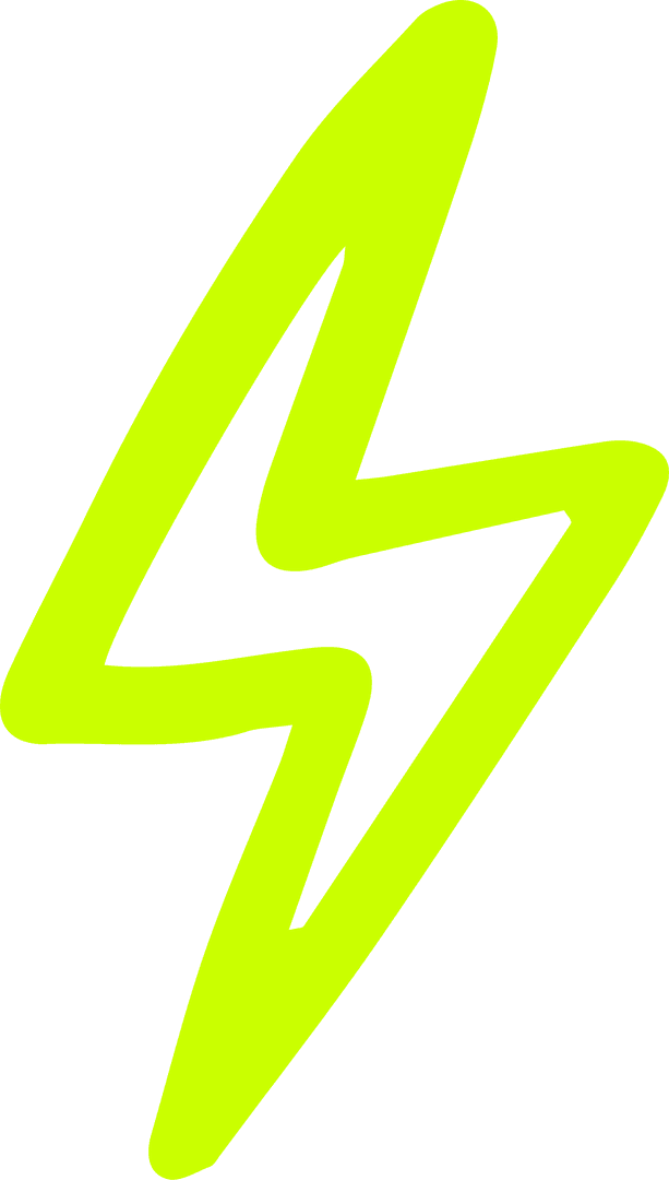Neon Green Lightning Bolt on Transparent Background