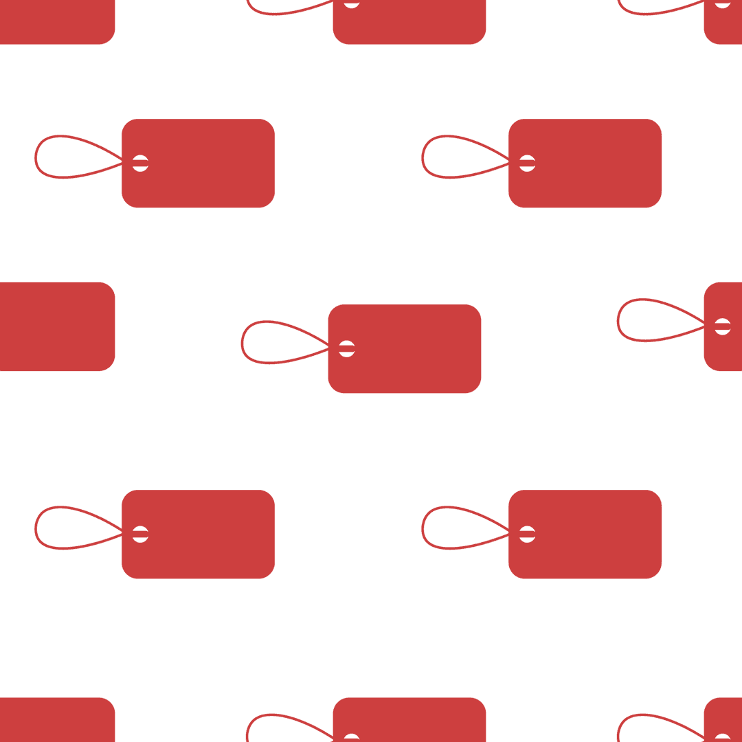 Red Gift Tags Pattern on Transparent Background for Design