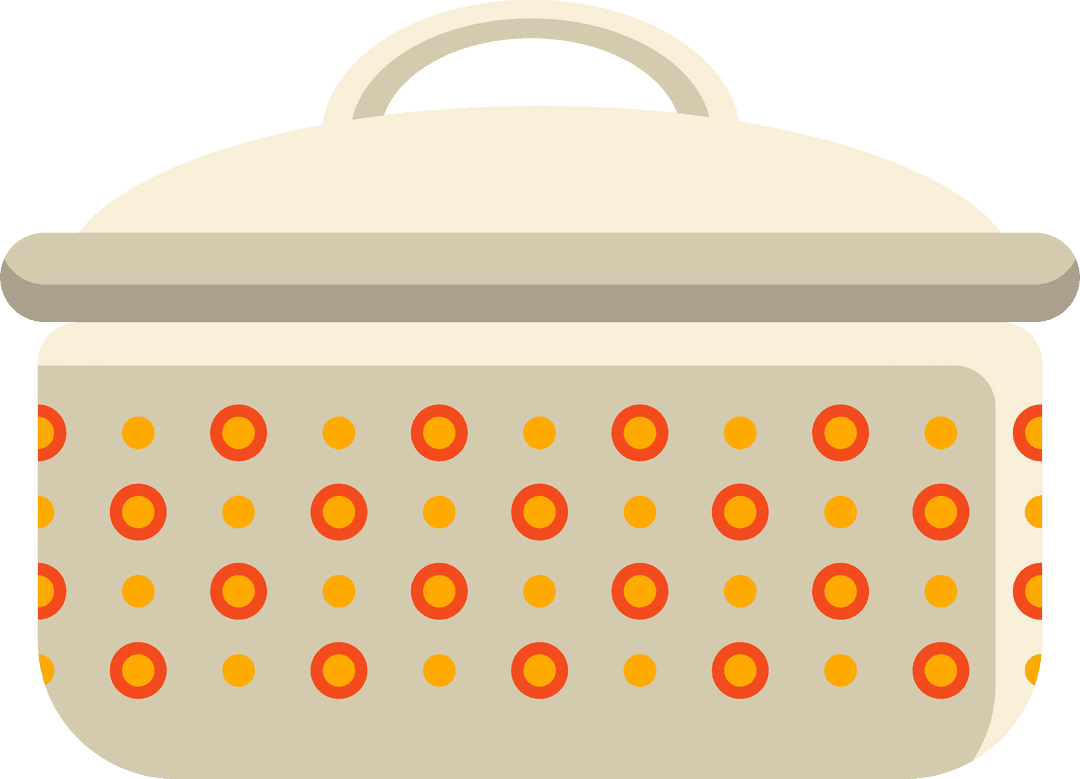 Flat Design Transparent Casserole Pot with Lid and Circles