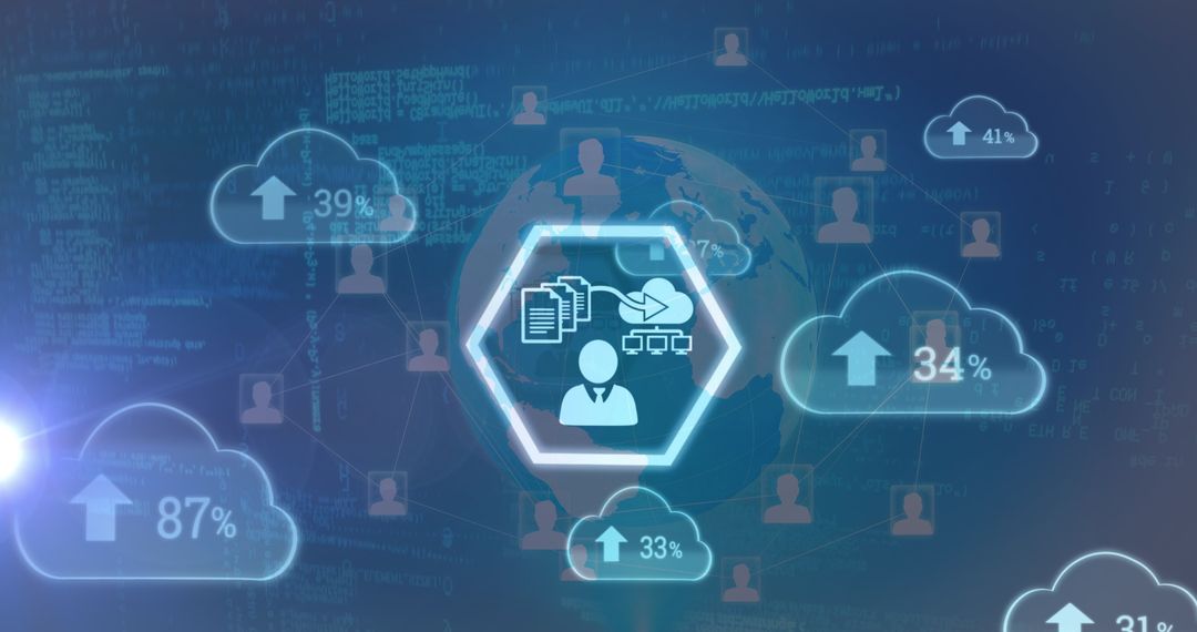 Data Cloud Network with Percentage Increases Showing