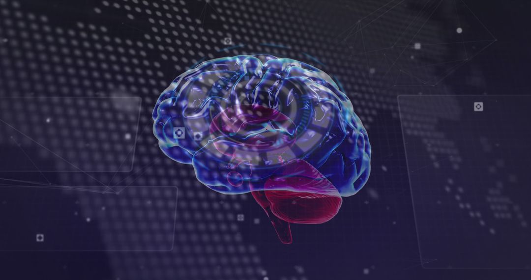 Futuristic Digital Brain with Data Visualization and Technology Concepts